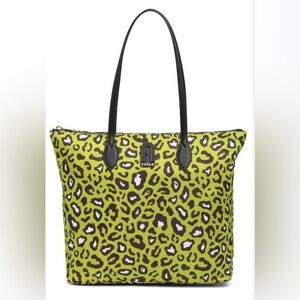 NWT Furla Green Cheetah Extra-Large Calipso Tote Bag
